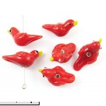 Lampwork Glass Bead Set-OPAQUE RED SONG BIRDS 10x28mm 6  B010VWELQU